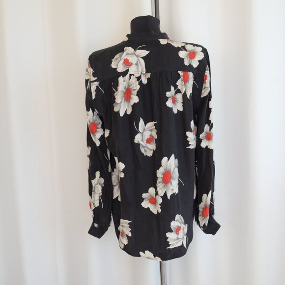 Equipment 100% Silk Cornelia Bold Floral Print Black Blouse Sz M - Picture 4 of 8